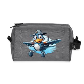 Pinguin Pilot im Luftflugzeug - Recycelte Kulturtasche - Anthrazit - Vorne