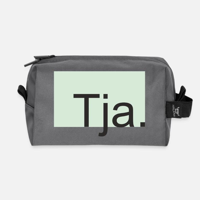 Tja Typografie in Mint - Recycelte Kulturtasche - Anthrazit