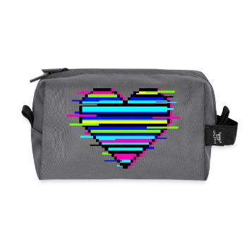 Cadeau Cœur Glitch pour les joueurs et les nerds : Amour rétro - Trousse de toilette en tissu recyclé - anthracite - Devant