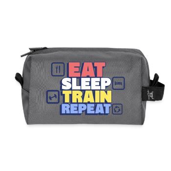 Eating, sleeping, exercising, repeating – fitness - Recycled Toiletry Zip Bag - anthracite - Front