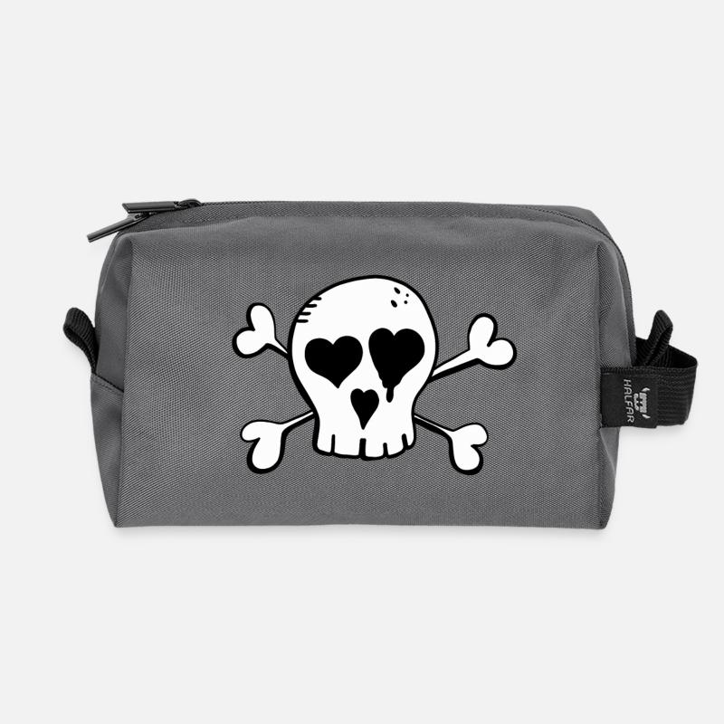 Totenkopf mit Herz - Totenschädel - Schädel -Skull - Recycelte Kulturtasche - Anthrazit