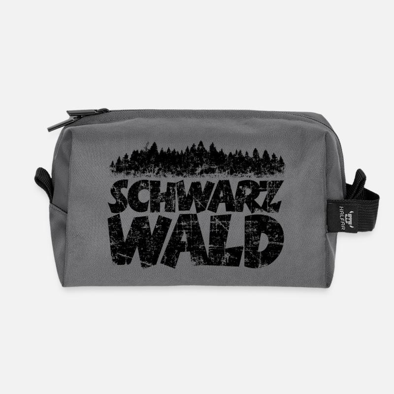 Schwarzwald mit Wald (Vintage/Schwarz) - Recycelte Kulturtasche - Anthrazit