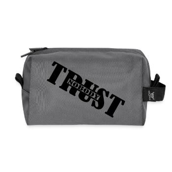 Trust nobody trust no one logo - Recycled Toiletry Zip Bag - anthracite - Front