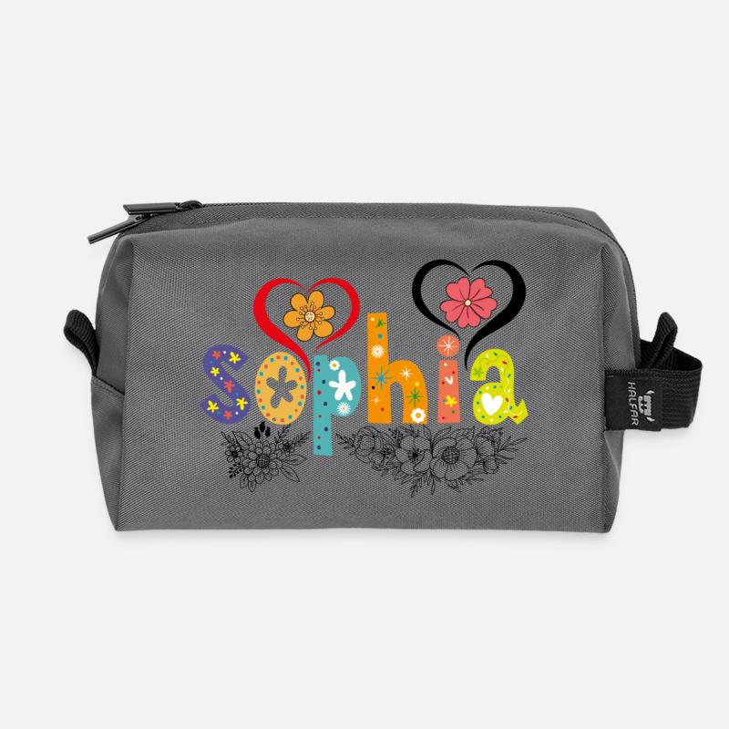 Personalisierter Sophia-Name - Recycelte Kulturtasche - Anthrazit