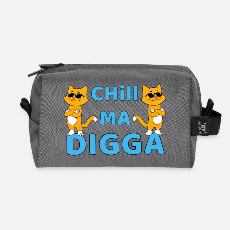 Chill ma Digga - lustige katze mit Sonnenbrille - Recycelte Kulturtasche - Anthrazit