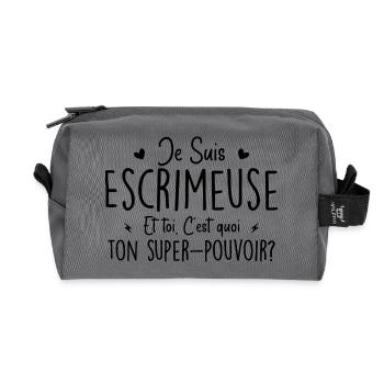 Je suis Escrimeuse. C'est quoi ton super pouvoir ? - Trousse de toilette en tissu recyclé - anthracite - Devant
