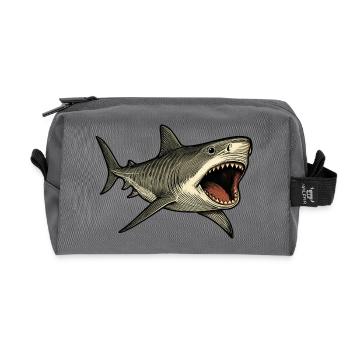 Tiger Shark Mouth Open Shark Design - Recycled Toiletry Zip Bag - anthracite - Front