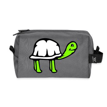 Schildkröte langer Hals lächelt glücklich lustig - Recycelte Kulturtasche - Anthrazit - Vorne