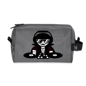 Vampire DJ DJ avec table de mixage et platine vinyle - Trousse de toilette en tissu recyclé - anthracite - Devant