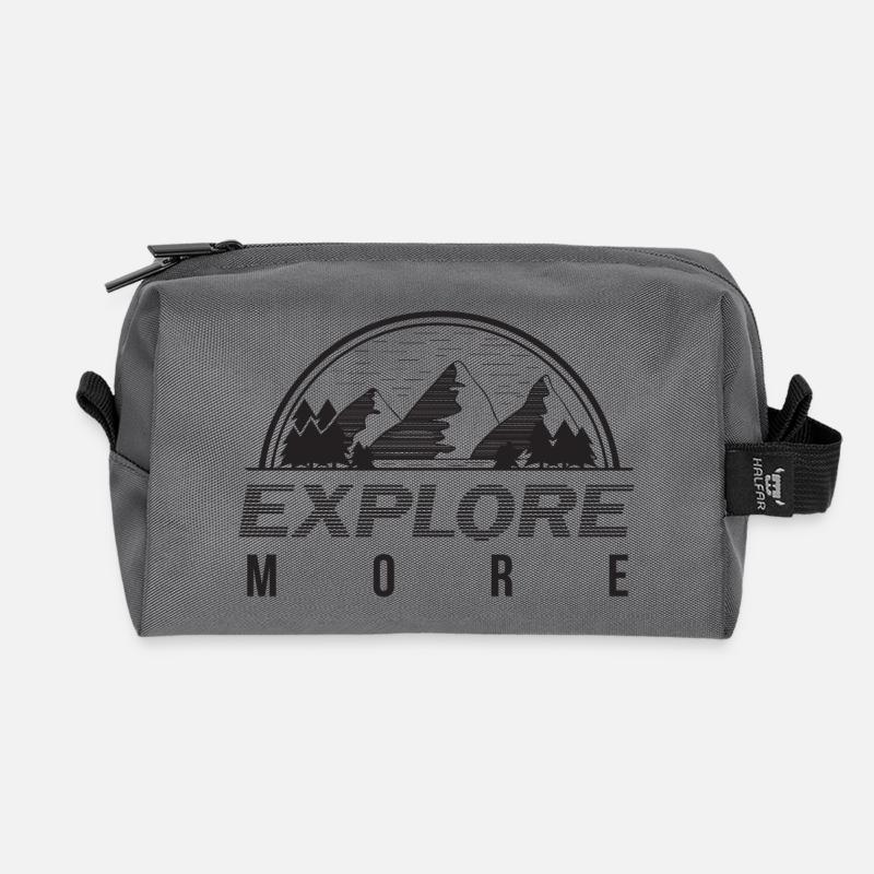 Explore More Mountains and Forest - Recycled Toiletry Zip Bag - anthracite