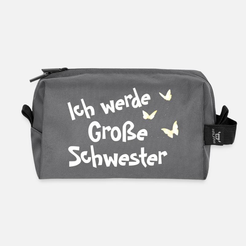 Ich werde Große Schwester - Recycelte Kulturtasche - Anthrazit