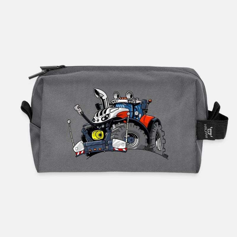 1475_RED-WHITE-TRACTOR-AUSTRIA - Recycled Toiletry Zip Bag - anthracite