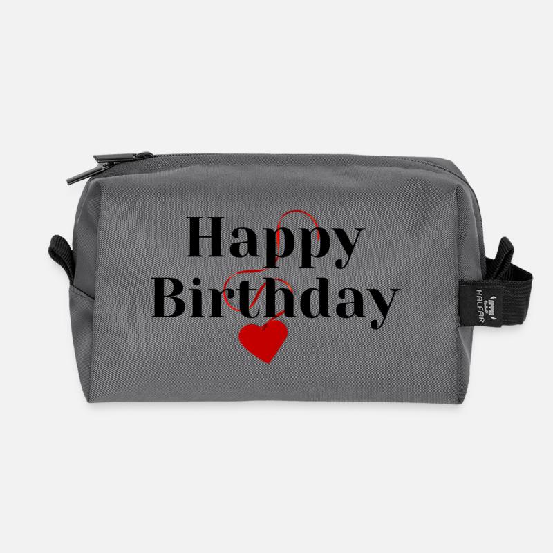 Happy Birthday - Recycelte Kulturtasche - Anthrazit