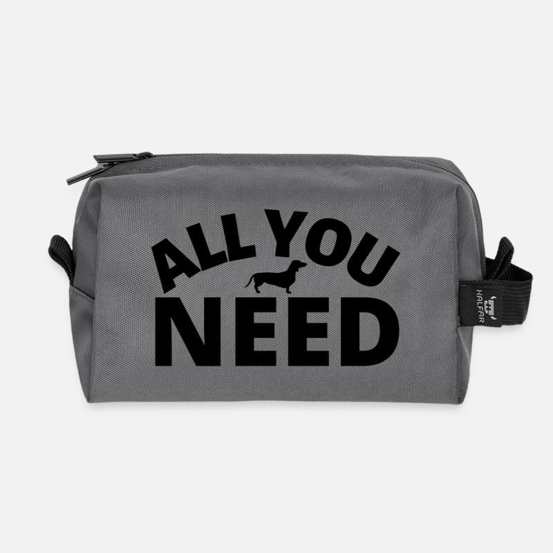 all you need Dackel Dachshund Hundemensch - Recycelte Kulturtasche - Anthrazit