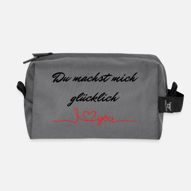 Du machst mich glücklich Ich liebe dich - Recycelte Kulturtasche - Anthrazit