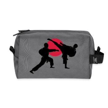 two karate fighter - Recycled Toiletry Zip Bag - anthracite - Front