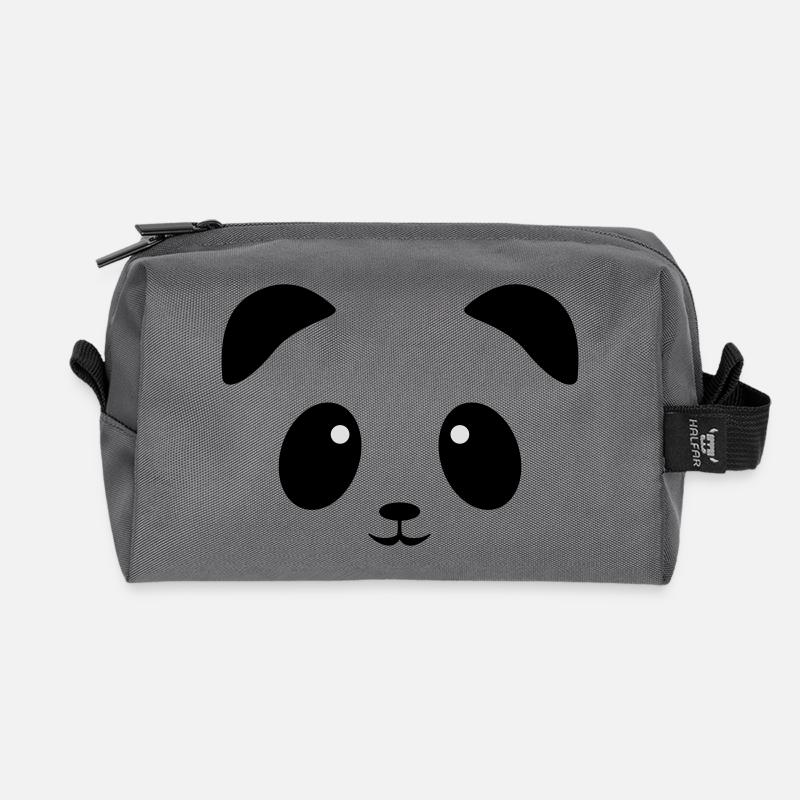 Panda Gesicht - Recycelte Kulturtasche - Anthrazit