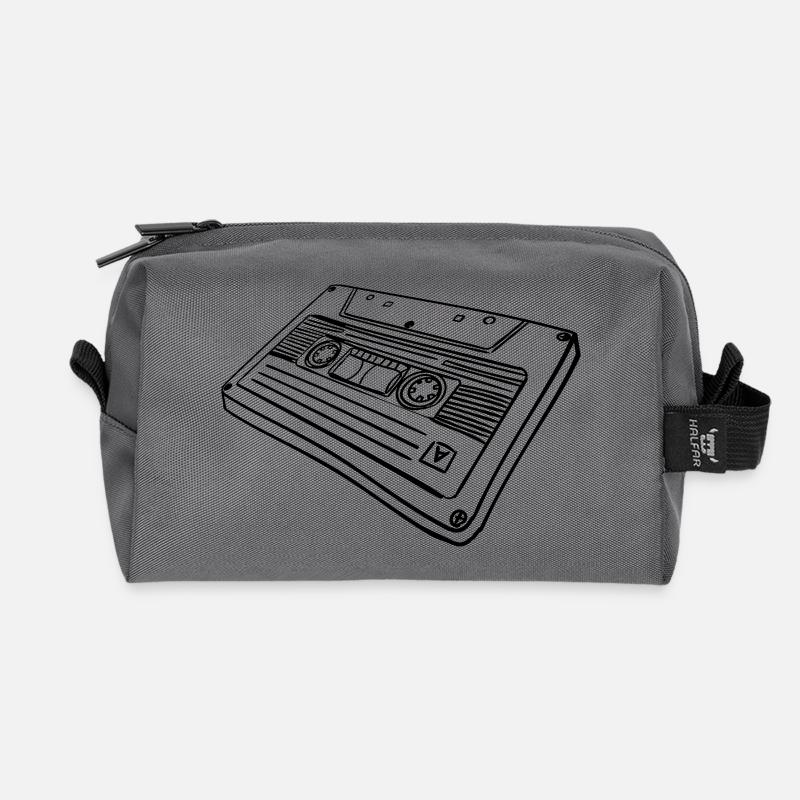 Cassette tape - Recycled Toiletry Zip Bag - anthracite