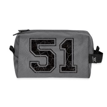 Zahl 51 im Vintage-Shabby-Chic - Recycelte Kulturtasche - Anthrazit - Vorne