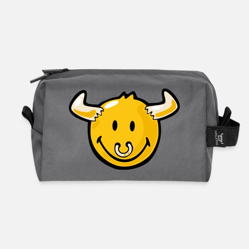 Smiley Bull - Recycelte Kulturtasche - Anthrazit
