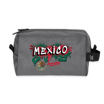 Mexico flag graffiti design - Recycled Toiletry Zip Bag - anthracite - Front