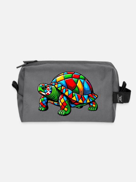 Harlekin-Schildkröte - Recycelte Kulturtasche - Anthrazit