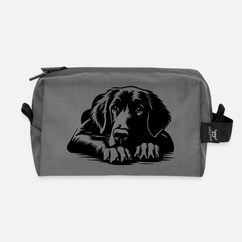 Flat-coated Retriever - Recycled Toiletry Zip Bag - anthracite