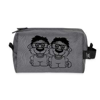 2 Dogs Nerds Horn-Rimmed Glasses Geeks Braces Smart - Recycled Toiletry Zip Bag - anthracite - Front