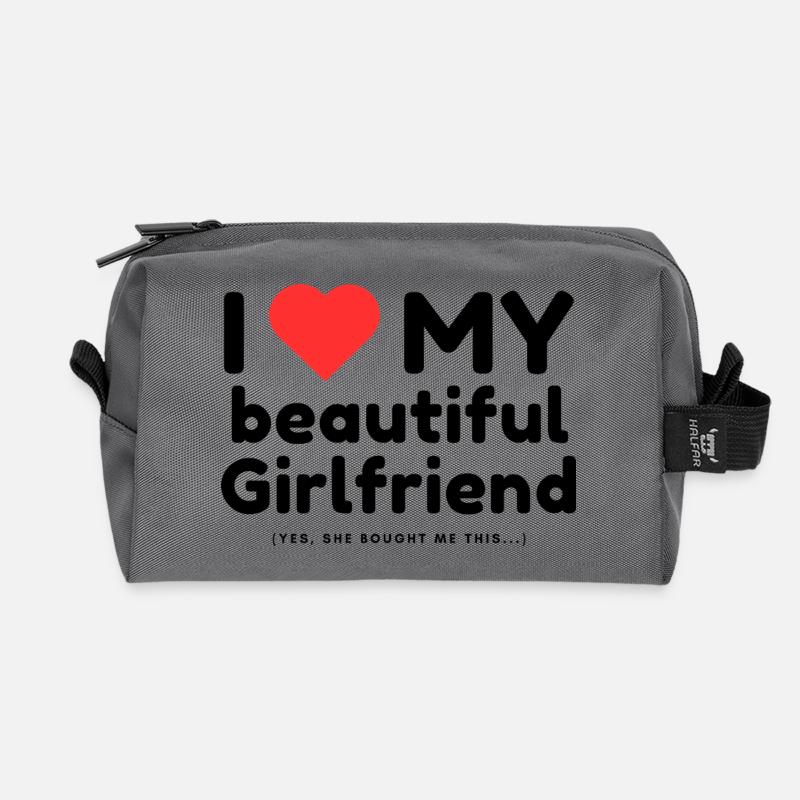 I love my beautiful Girlfriend. Yes, she bought it - Recycelte Kulturtasche - Anthrazit