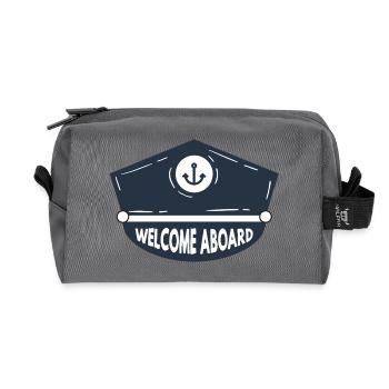 Nautic Design Welcome Aboard Anchor Patch Cap Navy - Recycled Toiletry Zip Bag - anthracite - Front
