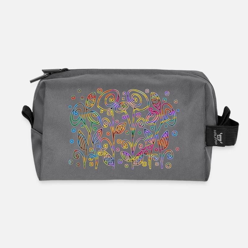 Blumen - Recycelte Kulturtasche - Anthrazit