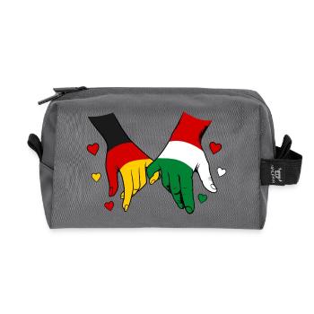 Germany Hungary Flag Holding Hands - Recycled Toiletry Zip Bag - anthracite - Front