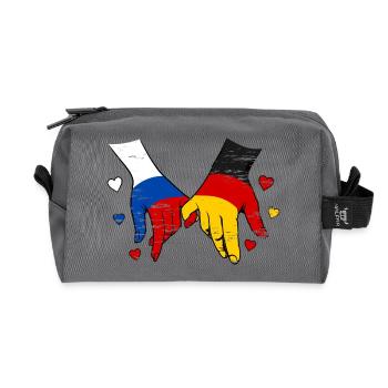Drapeau russe-allemand se tenant la main - Trousse de toilette en tissu recyclé - anthracite - Devant