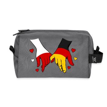 Polen_Deutschland_Flagge_Händehalten - Trousse de toilette en tissu recyclé - anthracite - Devant