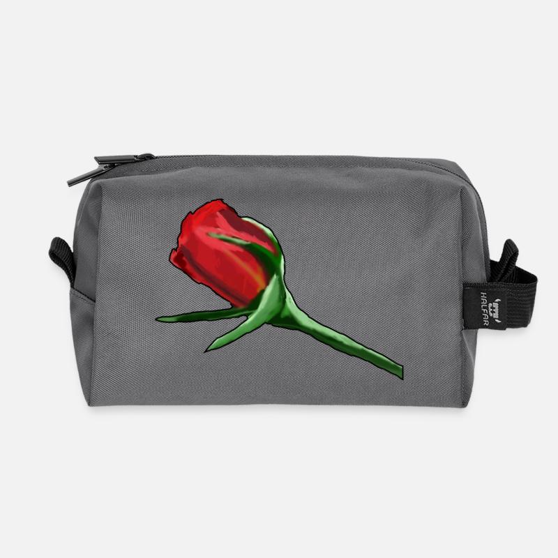 Rote Rose auf Schwarz Painterly - Recycelte Kulturtasche - Anthrazit