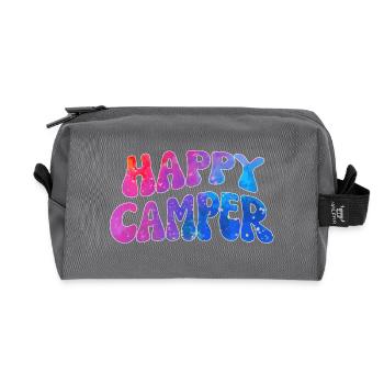 Happy Camper Farbenspiel Schriftzug - Recycelte Kulturtasche - Anthrazit - Vorne