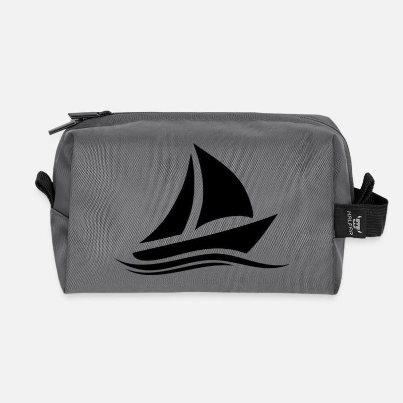sailboat - Recycled Toiletry Zip Bag - anthracite