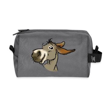 Smiling gray donkey - Recycled Toiletry Zip Bag - anthracite - Front