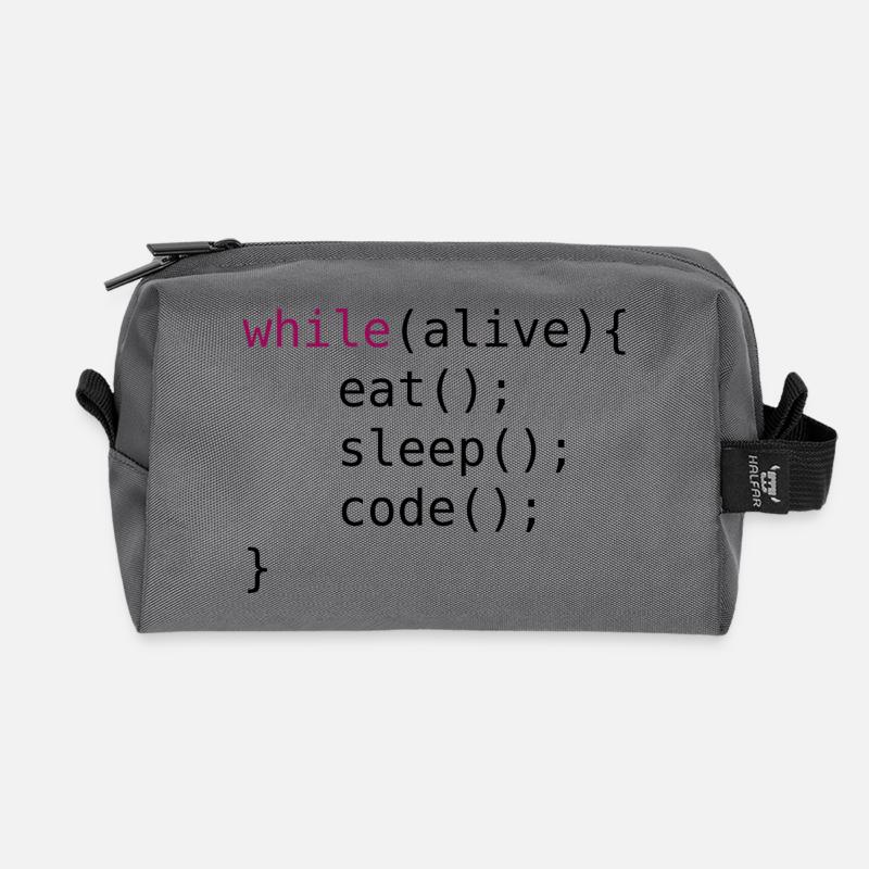 Funny code source code - Recycled Toiletry Zip Bag - anthracite