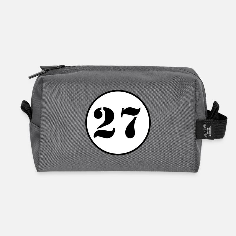 NUMMER 27 Siebenundzwanzig Geburtstag Geschenk - Recycelte Kulturtasche - Anthrazit