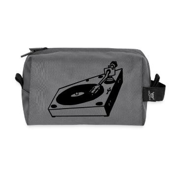 dj turntable music mix - Recycled Toiletry Zip Bag - anthracite - Front