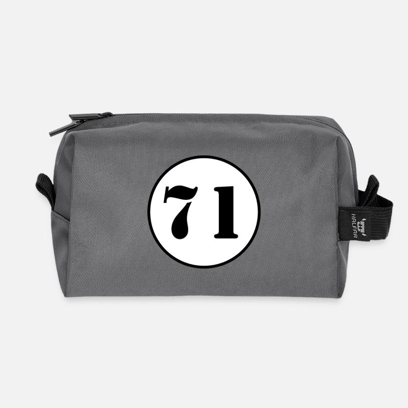 NUMMER 71 Einundsiebzig Geburtstag Geschenk - Recycelte Kulturtasche - Anthrazit