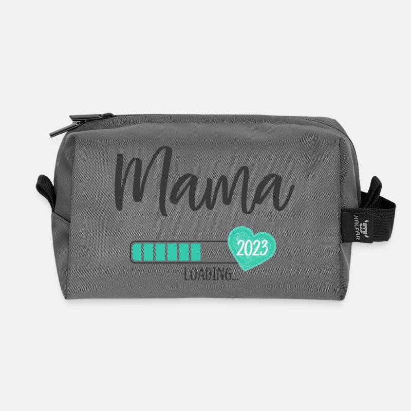 Mama Loading 2023 Herz Junge Werdende Mama - Recycelte Kulturtasche - Anthrazit