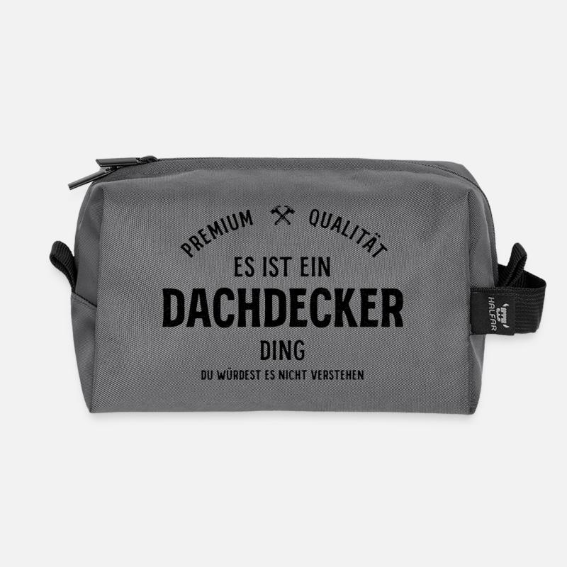 Premium Dachdecker – Stolz & Qualität - Recycelte Kulturtasche - Anthrazit