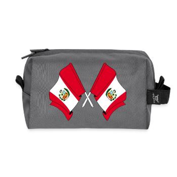 Deux drapeaux croisés du Pérou - Trousse de toilette en tissu recyclé - anthracite - Devant