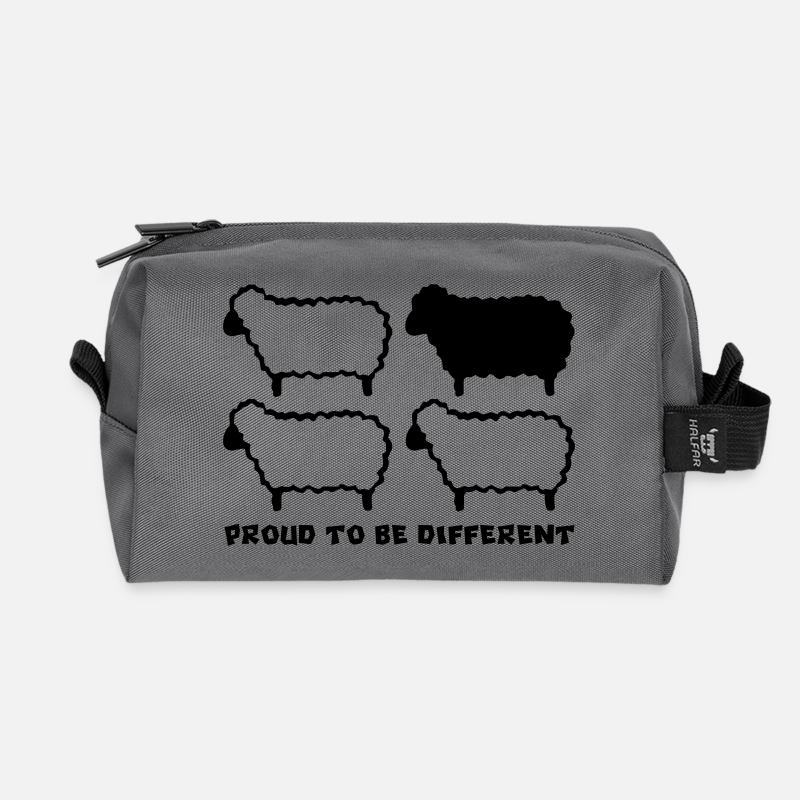 MOUTONS DIFFÉRENTS - 1C - Trousse de toilette en tissu recyclé - anthracite