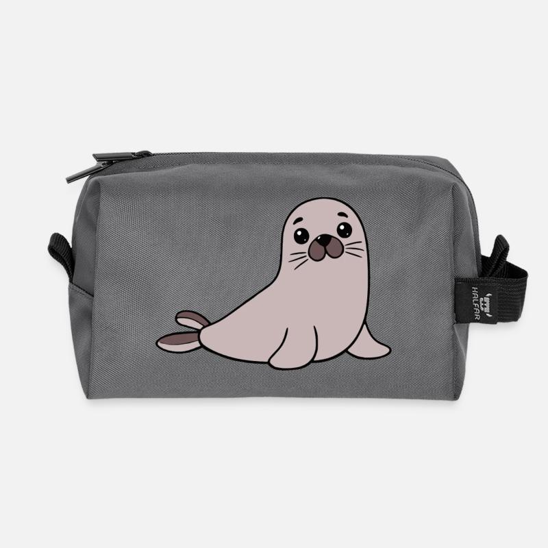 Robbe Seehund - Recycelte Kulturtasche - Anthrazit