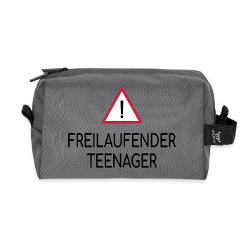 Achtung Freilaufender Teenager - Recycelte Kulturtasche - Anthrazit - Vorne