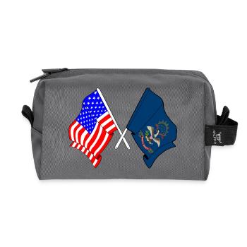 Drapeau des États-Unis et du Dakota du Nord croisé - Trousse de toilette en tissu recyclé - anthracite - Devant