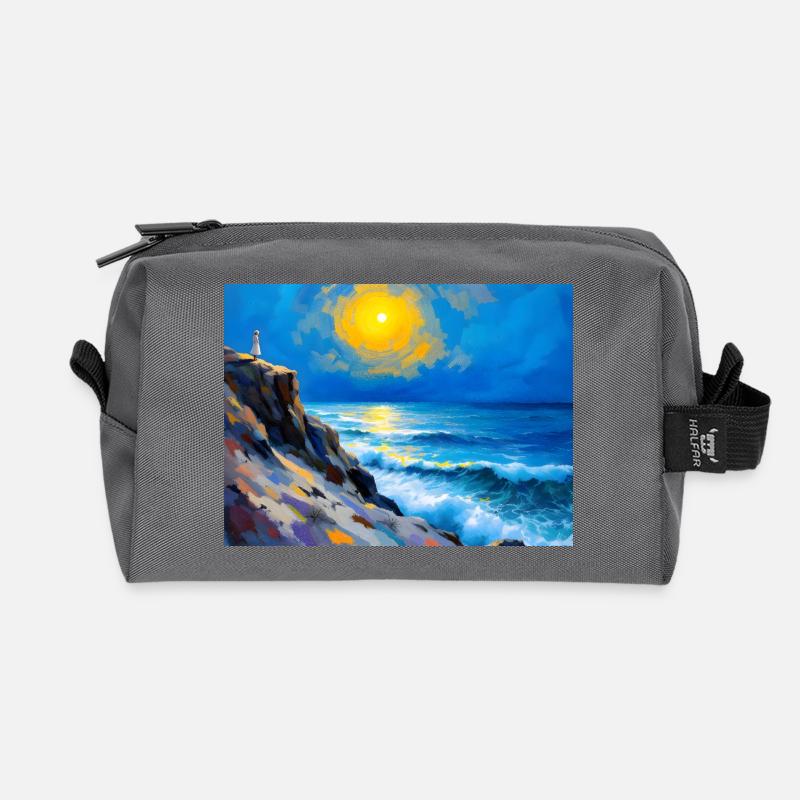Mama am Strand 6 - Recycelte Kulturtasche - Anthrazit